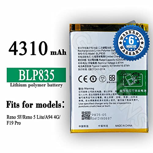 Image of Original BLP835 Battery for Oppo /Reno 5F /Reno 5 Lite /A94 4G /F19 Pro Battery with 6 Month Warranty**** (F00065)
