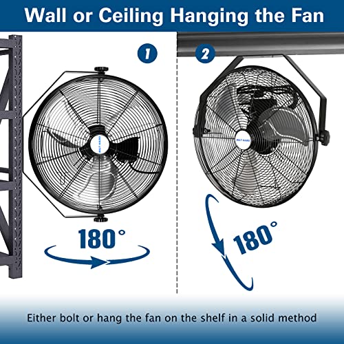Image of BILT HARD 20 inch Industrial Wall Fan, 4600 CFM, 3-Speeds High Velocity Wall Mount Fan with Sealed Motor, 2 Pack