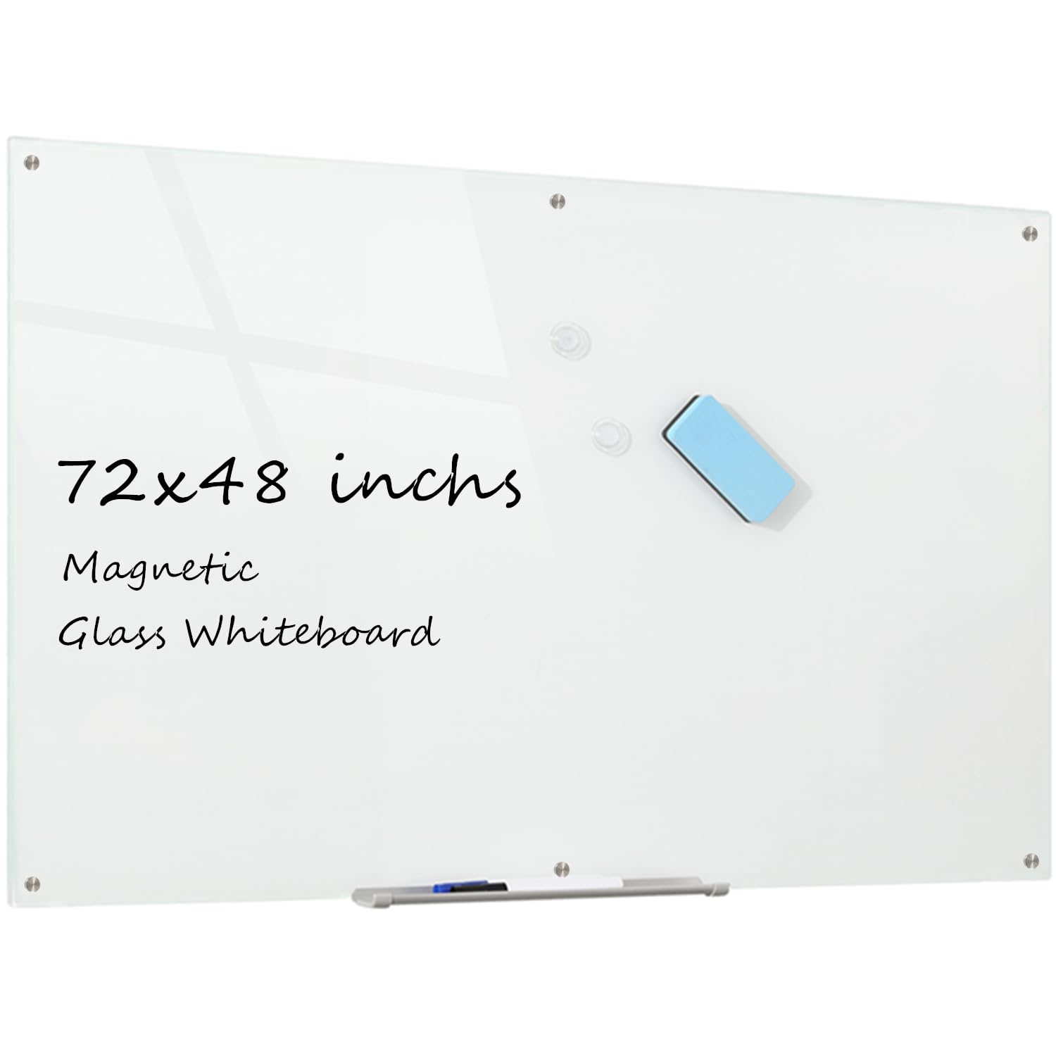 Photo 1 of Glass Whiteboard Magnetic Dry Erase Board 6' x 4', Large Frameless Glass White Boards for Wall Office School Home.