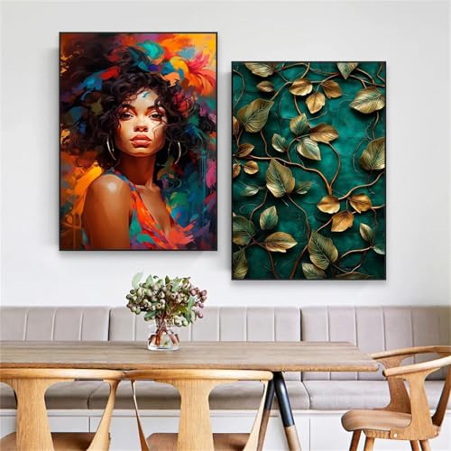 Visage de femme africaine en peinture sur toile de luxe