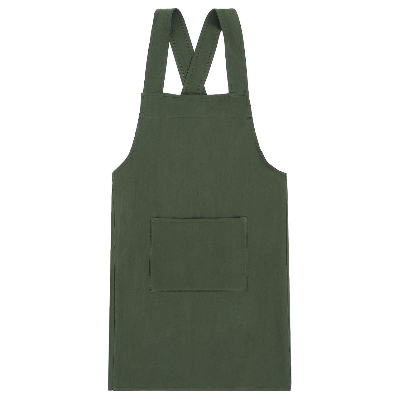 ULTECHNOVO Retro Cross Back Apron with Pockets No Tie Apron for Cooking Gardening and Painting Adjustable Canvas Smock for Men and Women Home and Kitchen Use