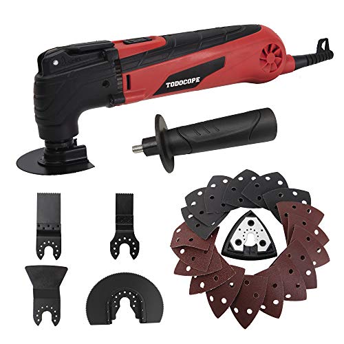 TODOCOPE 2.4A Corded Oscillating Multitool Kit, 24pcs Accessories,Tool-Free Blade Change, 6 Variable Speed,21000 RPM, 3.2°Oscillation Angle, Oscillating Saw