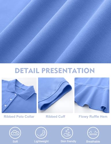 Image of Kissonic Women's Polo Dress Short Sleeve V Neck Ruffle Hem Casual Summer Golf Tennis Mini Shirt Dresses