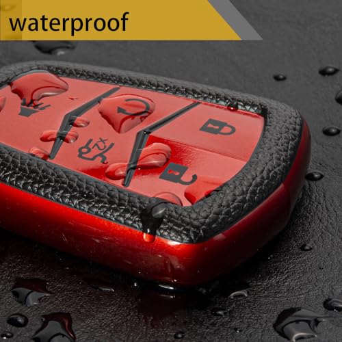 Image of Key Fob Cover for Cadillac, Braided Loop Keychain Case, Red