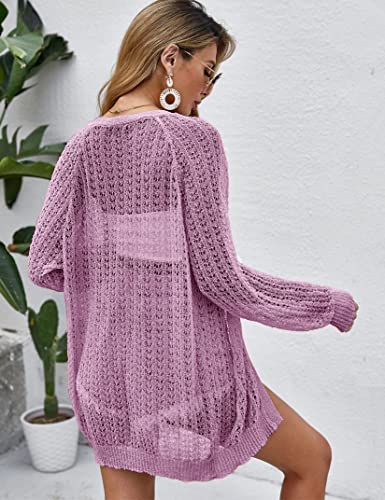 Image of Women Crochet Lightweight Cardigan Cover Up Open Front Long Sleeve Summer Cardigans