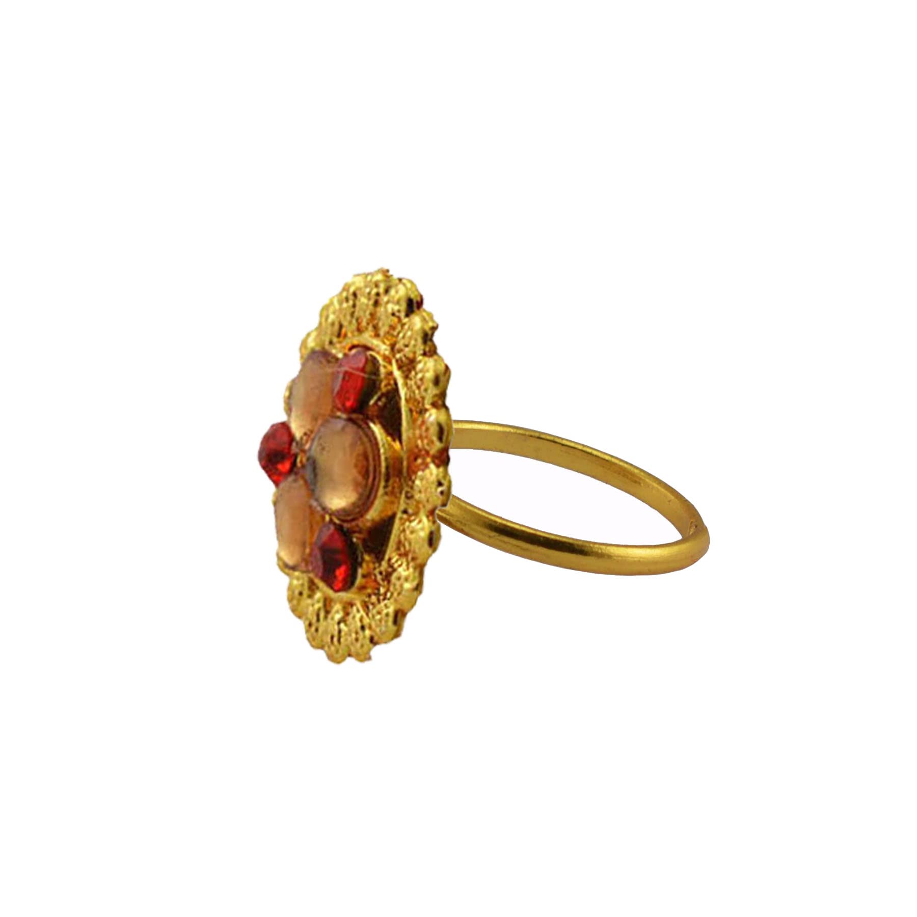 Stone Stud Brass Ring - Plated Design