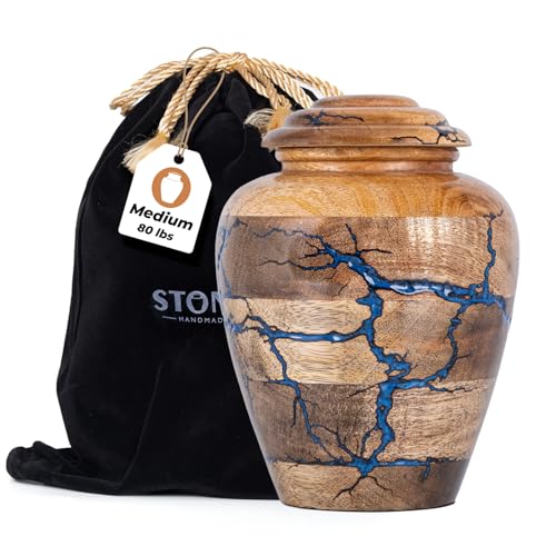 STONLIF Urne in legno per ceneri umane, adulto, maschio e femmina, urna per cremazione, urna per ceneri umane, funerali, funerali, funerali, per mamma, papà, uomini, neonati, bambini, blu, medie