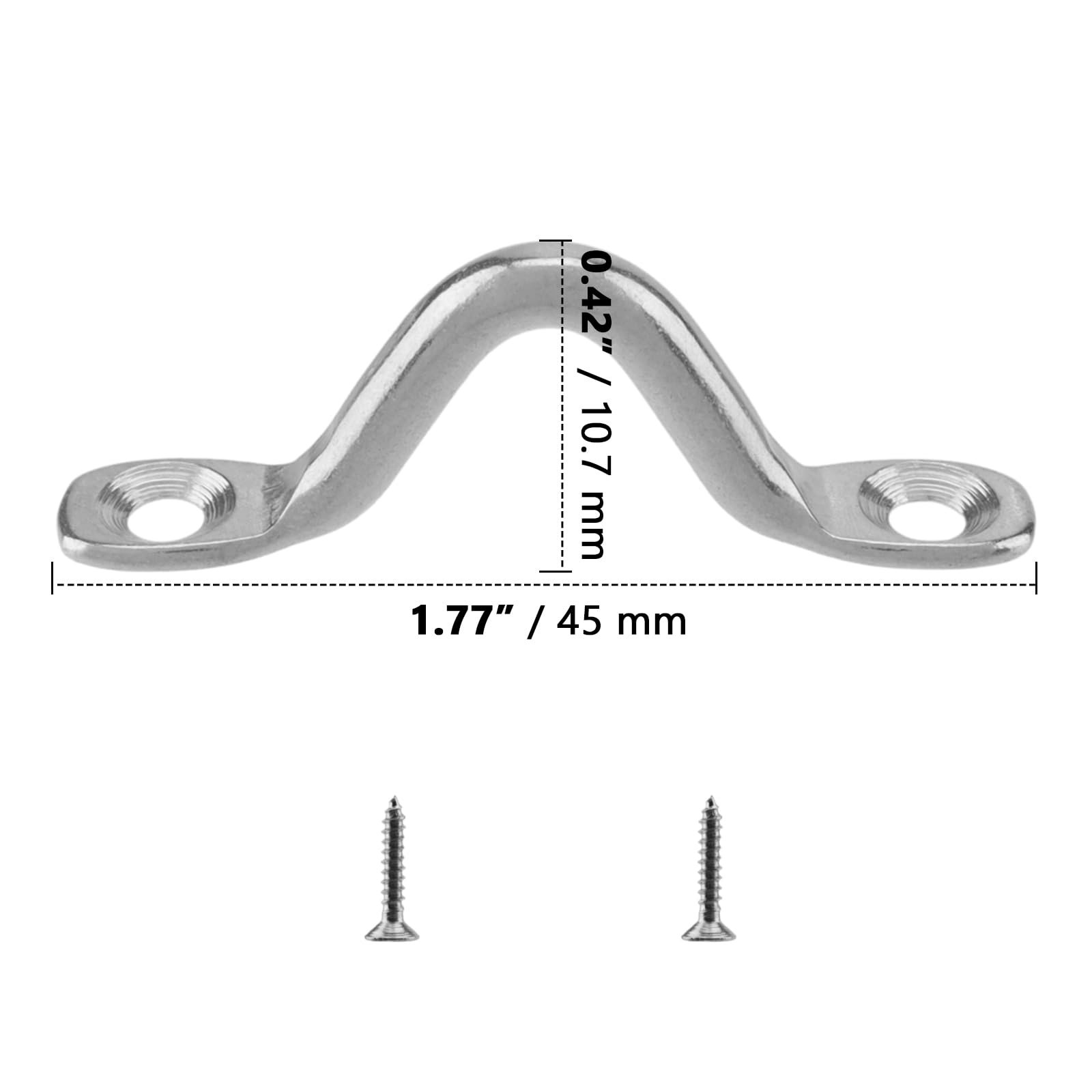 ZOENHOU Pack of 40 Pad Eye Straps Fender Eyelet Kayak Stainless Steel Deck Loops Bimini Boat Top Pad Eye with 80 Screws Fender Eyelet Eye Straps for Kayak Canoe Kayak Canoe Rigging (4.5 mm) - Image 2