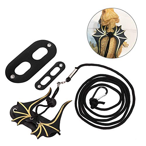 Qinlorgon Leder zwart verstelbaar hagedissenlijntouw, hagedissenlijntouw, huisdierreptielen-hagedissen-touw, het… - Image 7
