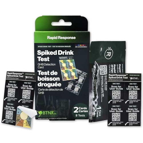 Rapid Response Spiked Drink Test - GHB Detection Card for Beverages. Easy to use, Safe, Avoid Drink...