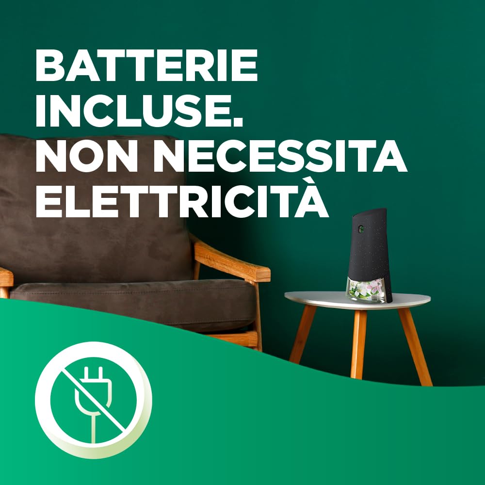 Airwick Active Fresh Deodorante per Ambienti, Confezione con 1 Diffusore Automatico senza gas, 1 Ricarica alla Fragranza Vaniglia e Caprifoglio 228ml, 2 Pile AA, Neutralizza Odori 24/7