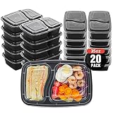 Landmore Meal Prep Containers, Food Prep Container 20 Pack 35oz 2 Compartment with Lid, BPA Free, St