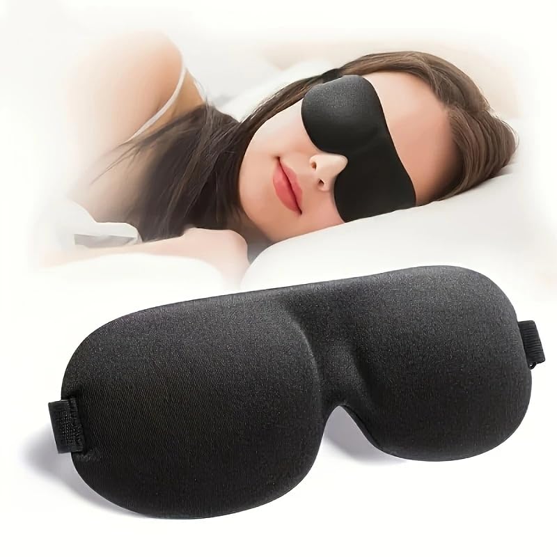 2PCS 3D Contoured Sleep Mask for Side Sleepers - 100 Light Blocking Eye Mask with Adjustable Strap
