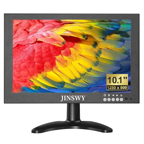 Image of 10.1 inch Security Monitor, 1280 x 800 HD Display, 16:10 IPS Metal Portable Mini CCTV Monitor, HDMI VGA BNC AV USB Ports, Built-in Speakers & Remote Control, for DVR, PC, Raspberry Pi