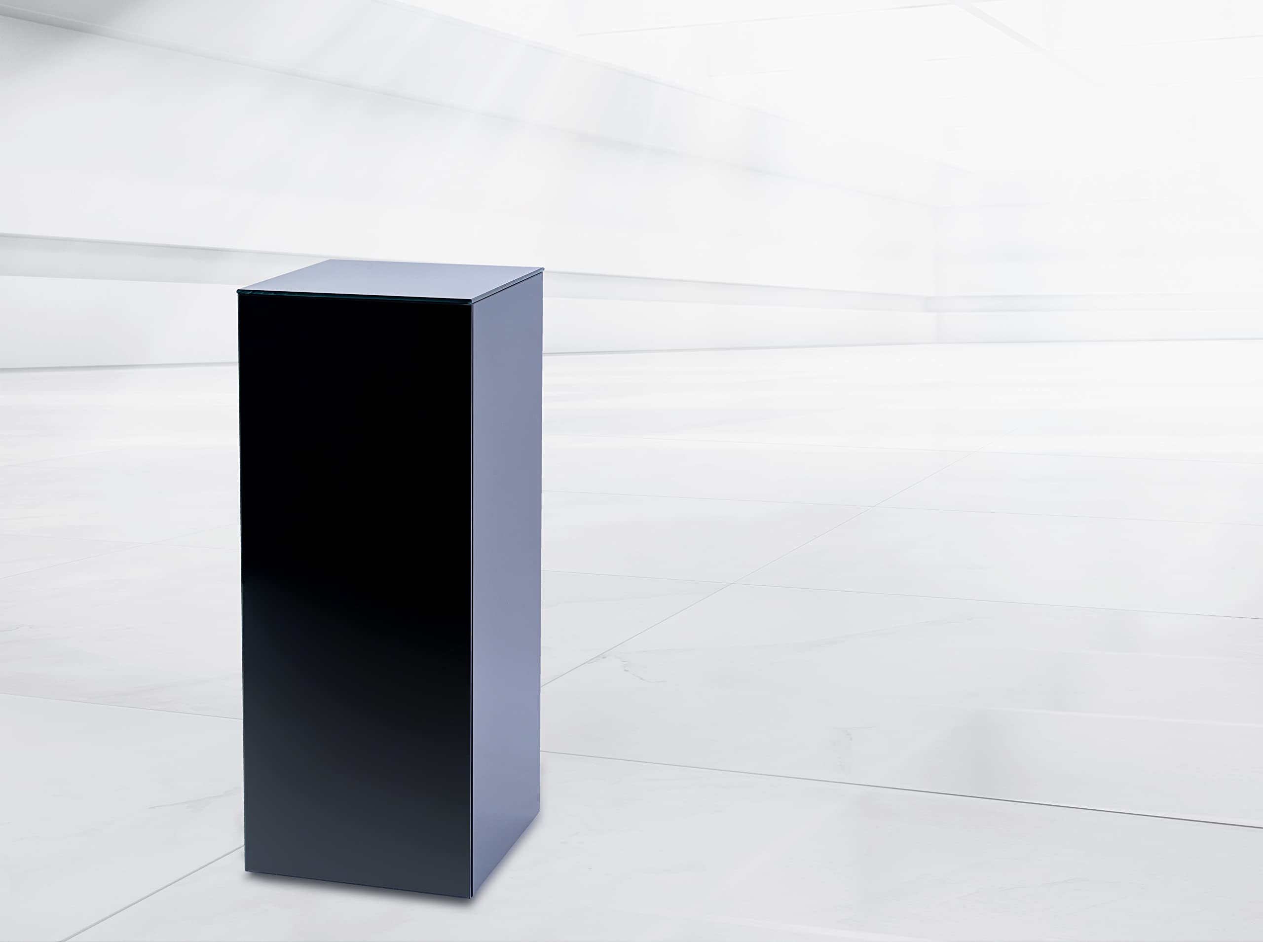 Blumensäule, Säule, Dekosäule, Podest, Glassäule Emilia aus schwarzem Glas (30 x 30 x 90cm)