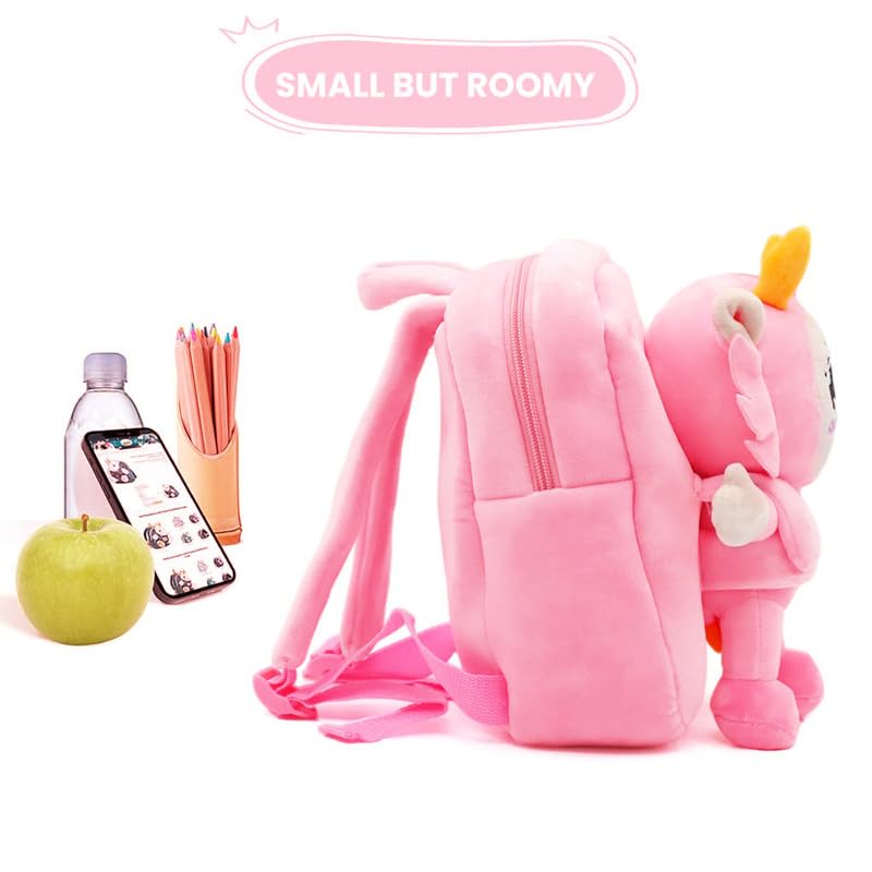 Image of Frantic Cute Backpack for Nursery Children Soft Plush Velvet Cartoon Animal Plush Preschool Mini Travel Bags for Baby Girl & Baby Boy Ideal for Girls, Boys & Toddlers, 2-5 Years