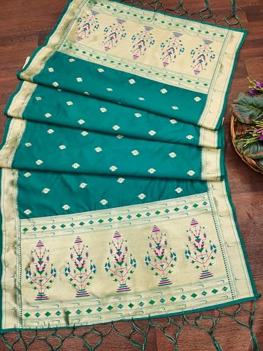 Image of DEVANGI Women's Woven Paithani Banarasi Silk Dupatta /Chunni For Women, Floral Print 1 Meter Wide and 2.3 Meter Length Printed Designer Dupatta /Chunni For Girls