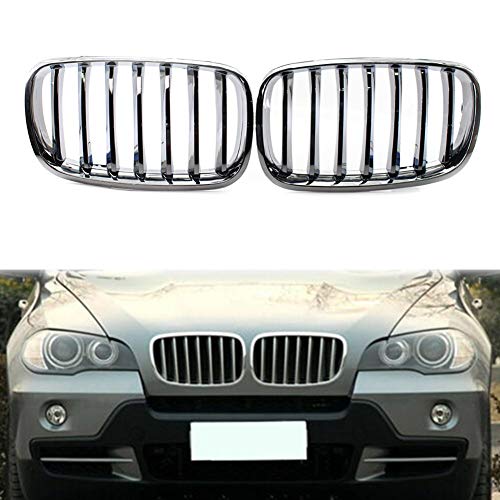 NEWSMARTS X5 E70 Grille, X6 E71 Grille, Front Kidney Grille Replacement for BMW E70 X5 2008-2013,For BMW E71 X6 2008-2013, Chrome