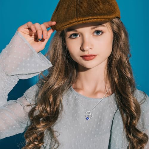 MANBU Sterling Silver Cross Necklace for Girls: Heart Birthstone I am a Child of God Pendant Religious Jewelry Baptism First Communion Confirmation Gifts for Teens3