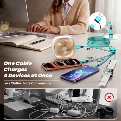 Image of Travel Essentials Multi Charging Cable with iWatch Charger /2 USB-C /IP, 5FT