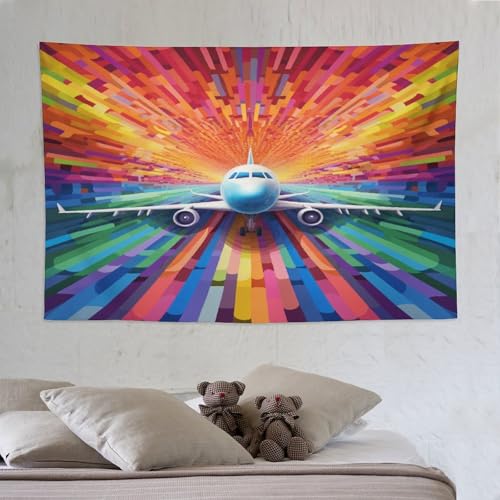 Tapisserie avion decoration murale : tenture PAZZK 150x230cm art mural raffine chambre et salon