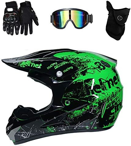 TRIPERSON Dirt Bike Off-Road Motocross ATV Motorcycle Helmet for Men Women,Professional Competition Helmet DOT Certified (Green, Medium)