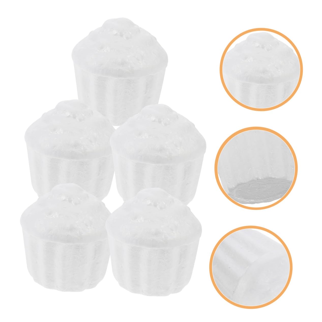 Gatuida 5 Pièces Modèle de Gâteau en Mousse Blanche pour Décoration de Gâteau, Accessoires Créatifs pour Travaux Manuels et Entraînement Pâtisserie Cupcake