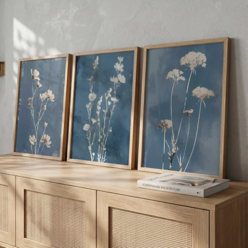 Image of kotart Floral Art Home Decoration For Wall Decor | Aesthetic Paintings With Frame For Living Room Bed Room Hotel Wall Decor Digital Reprint Set of 3 (20x30 Inch)
