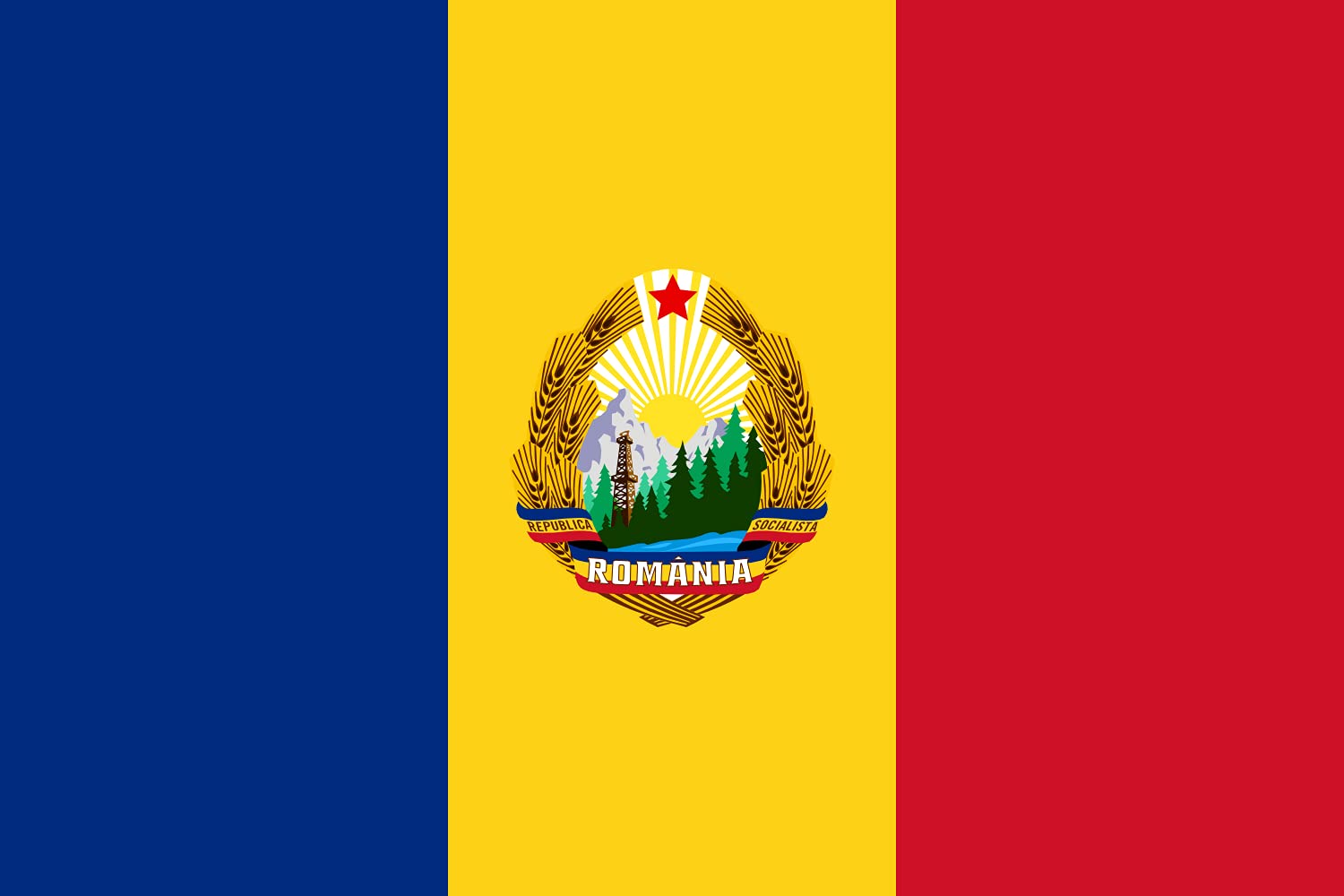Drapeau XL Romania 1965-1989 drapeau paysage historique pour mât