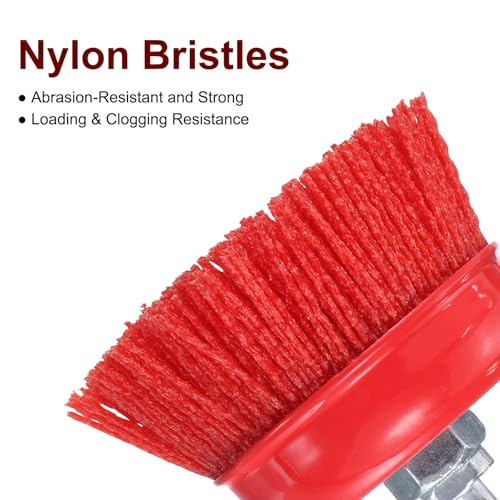 QUARKZMAN 6 Nylonfilament-Radbecherbürste 5/8-11 Gewindeschaft Schleifdrahtbürstenset Mit Bohradapter Für Rost/Korrosion/Farbrestentfernung Und Oberflächenreinigung