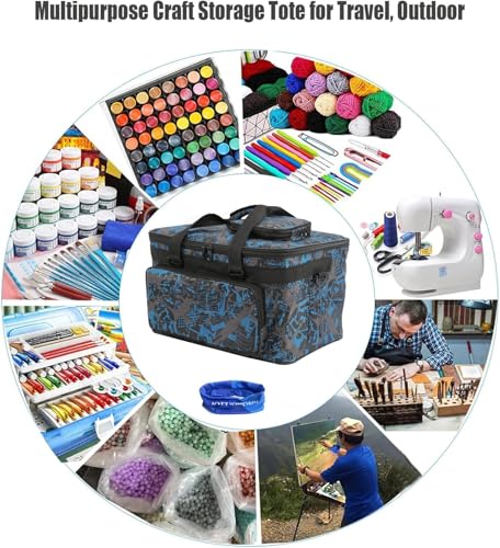 Image of Art Supplies Organizer Bag Craft Tool Storage Tote Arts and Crafts Carrying Case Artist Travel Carrier Bag with Headband Waterproof Paint Box Foldable For Drawing Sketch Painting Sewing Large Capacity