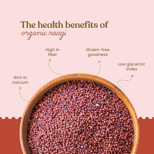 Image of Bharat Vedica Organic Ragi (Finger) Millet 1kg | 100% Natural & Gluten Free | Rich in Fibre & Protein | Vegan Friendly | Whole Grain Ragi
