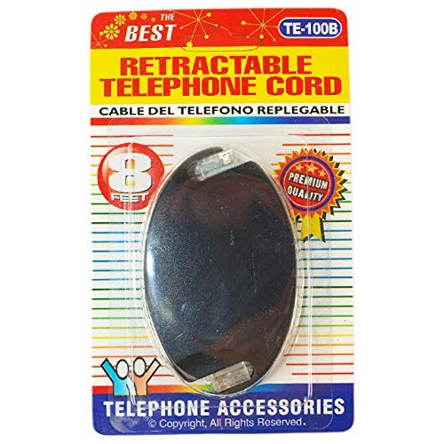 Trisonic #TE-100B Black 8' Retractable Telephone Cord