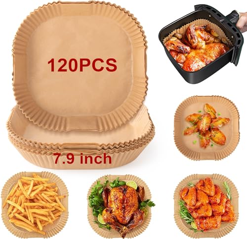 Deseboo Air Fryer Disposable Liners - 120 PCS, Non-Stick Paper Liners for 5-8L Air Fryers