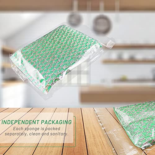 Image of (68 Pack) Kheoxusa Individually Wrapped Sponges,Sponges Individually Wrapped, Individually Wrapped Kitchen Sponges for Home Kitchen Scrub Dish Dishes Dishwashing Cleaning Non Scratch Sink Bulk (Green)