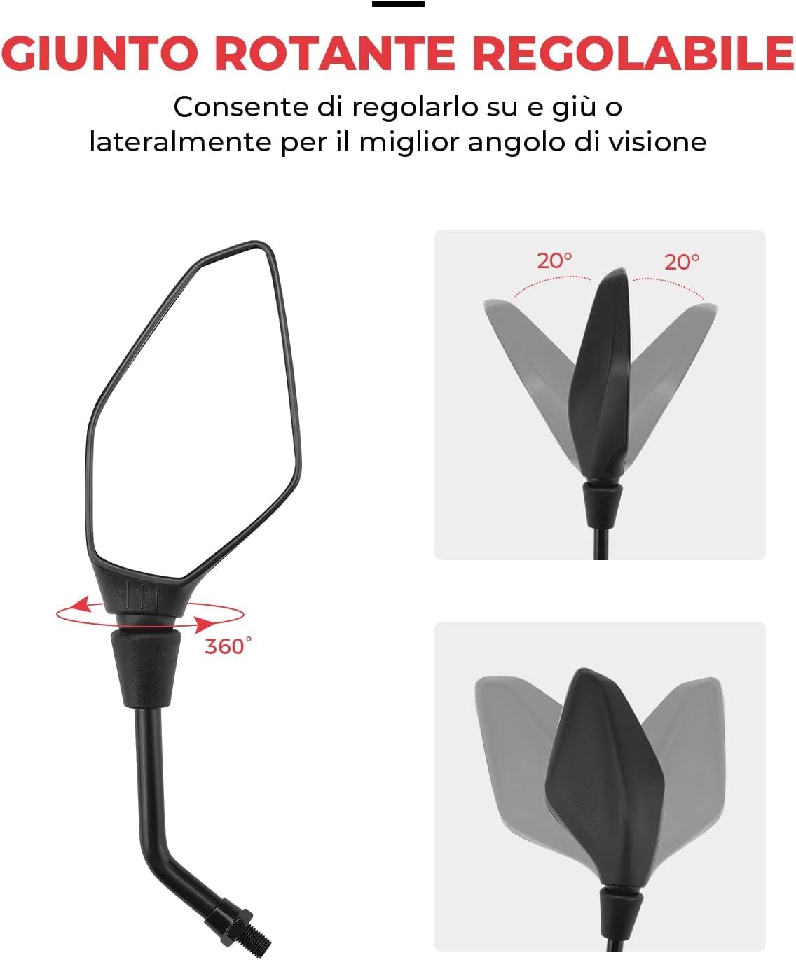KEMIMOTO Specchietto Retrovisore Moto Universali Omologati 8mm 10mm Filettato per MT 07 MT 09 SV650 GSX-S1000