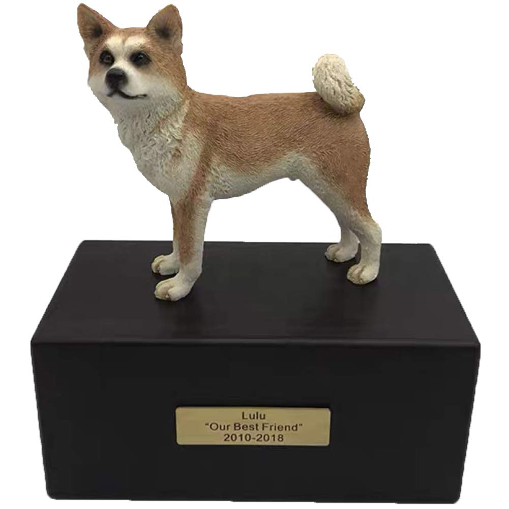 Urna Cinerarie Ceneri per Animali Domestici Personalizzato in Palissandro con Statua Targhetta con Incisione Personalizzabile per Nome e Data di Cane e Gatto Cremazione Funeraria Urne per Cani Gatti