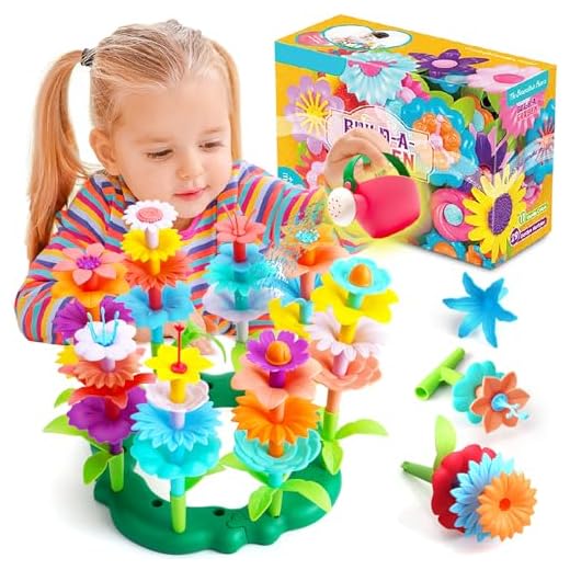 FunzBo Flower Garden Building Toys for Girls - STEM Toy Gardening Pretend Gift for Kids - Stacking Game for Toddlers playset - Educational Activity for Preschool Children Age 3 4 5 6 7 Year Old Boys