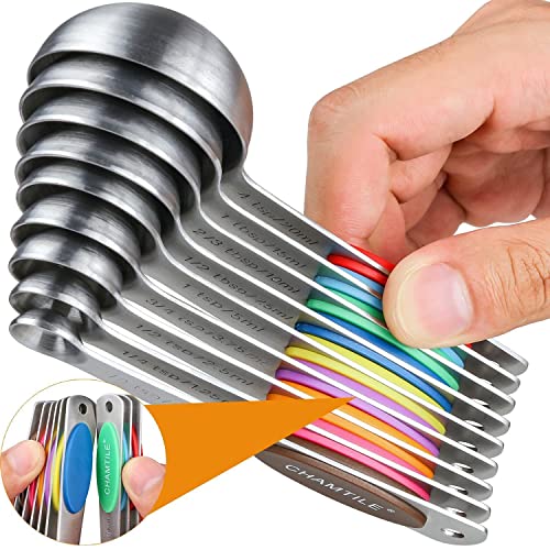 Measuring Spoons Set Stainless Steel Magnetic Measuring Spoons Set Of 9 Heavy Duty Metal Stackable Teaspoon Tablespoon For Measuring Dry And Liquid Ingredients #TOP3