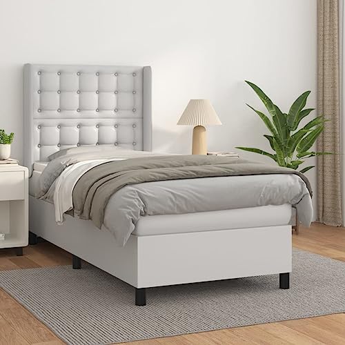 Xichuzi Cama Box Spring con colchón Cuero sintético Blanco 90x190 cm, Somier, Bases De Cama, Estructura Cama, Bed Frame, Marco De Cama SPU:3132472