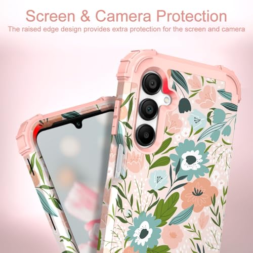 Hocase for Galaxy A16 5G Case, Heavy Duty Shockproof Protection Soft Silicone Rubber Bumper+Hard Plastic Hybrid Protective Case for Samsung Galaxy A16 5G (6.7") 2025 - Pink Flowers by Hocase - Used condition - Image 3