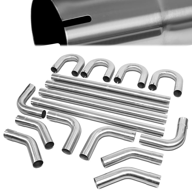 16Pcs/Kit 3 Inches OD DIY Custom Mandrel Exhaust Tubing Bend Straight Pipe, Stainless Steel