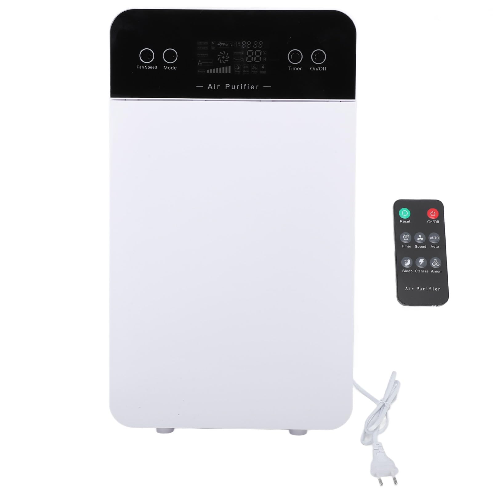 Purificatore d'aria con telecomando, display LCD, ionizzatore per casa, ufficio, presa europea, 220 V, 45 W