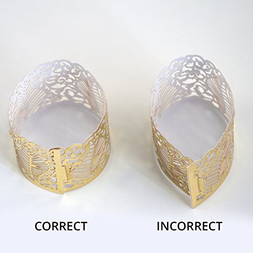 Frux Home and Yard FLAMELESS Tea Light Votive Wraps- 48 Gold Colored Laser Cut Decorative Wraps Flickering LED Battery Tealight Candles (not Included)