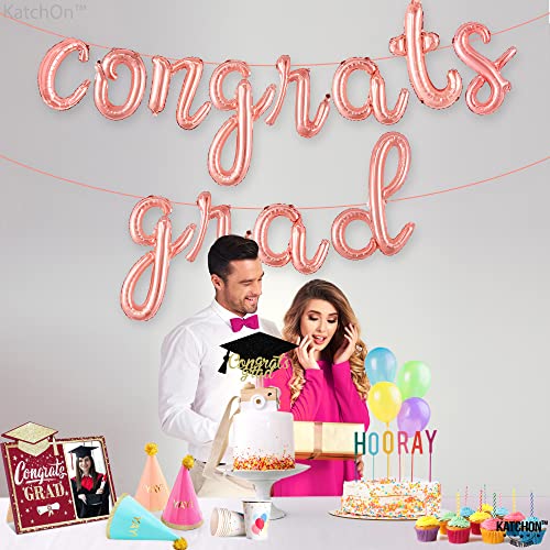 Image of Graduation decorations 2026 | Rose Gold Congratulations Balloons - 16 Inch | Script Congrats Grad Balloons for Graduation Decorations Class of 2026 | Grad party decor, KatchOn