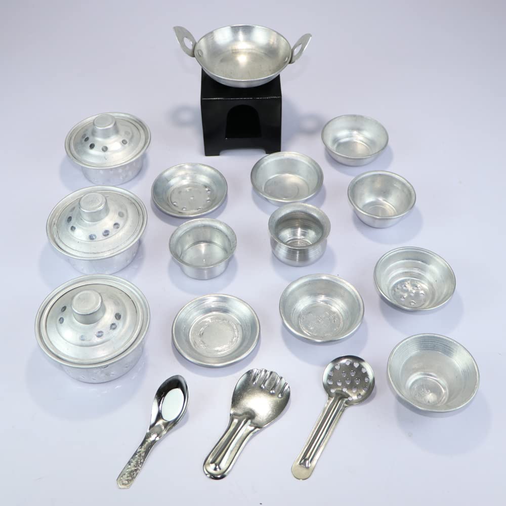 21 Pieces - Miniature Aluminium Kitchen Set, Mini Kitchen Set for Kids, Choppu Jaman, Stainless Steel Kitchen Set for Girls, Miniature Aluminium Cooking Set (Pack-21) (B0B71W9LHK) Amazon Price History, Amazon Price Tracker
