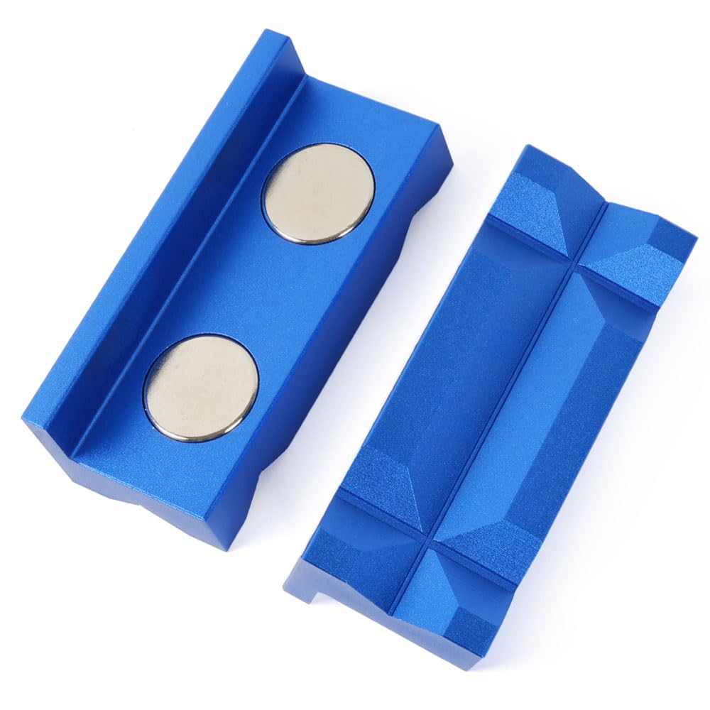 BARTOO 4" Vise Jaws Pads, Strongly Magnetic Vice Soft Jaws,Vise Jaws Covers Protectors for Any Metal Bench Vice, Blue