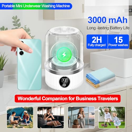 Portable Washing Machine,2025 Upgraded Mini Washer for Underwear,Bras,Socks,Baby Clothes,Rechargeable Cordless Washer Deep Cleaning Small Items,Used for Travel, Camping, Apartments, Dorm, RV, Hotel - Thumbnail 2