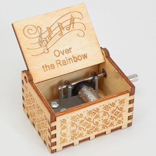 Bits and PiecesWooden Music Box - Over The Rainbow - Wind-up Box - 2-1/2" x 3" x 1-3/4" - Musical Box Gift