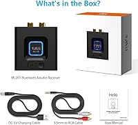 Vista 8 de 1Mii Receptor Bluetooth 5.1 para estéreo del hogar, adaptador de audio Bluetooth con 3.5mm RCA, transmisión de música Hi-Fi inalámbrica desde